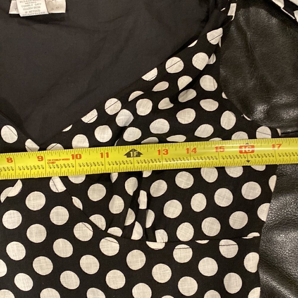 Tweeds polka dot black & white sleeveless linen top size S - Picture 9 of 9